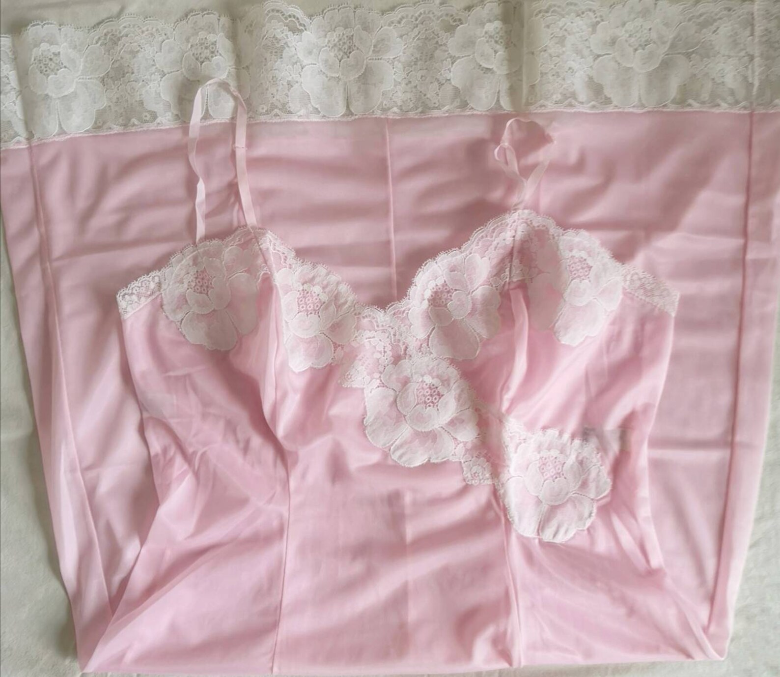 Vintage Pink and Baby Blue Lace Slip Dresses Etsy