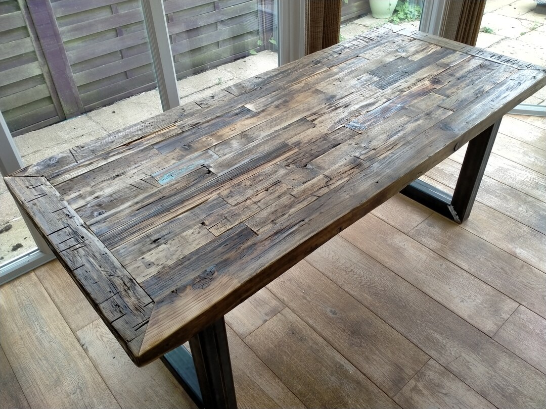 Farmhouse Style Reclaimed Timber Dining Room Table - Etsy UK