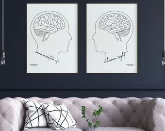 Neuro Brain Silhouette Art Prints | SLP Office Decor (Digital Download)
