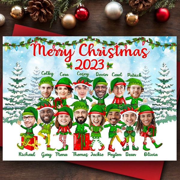 Funny Corporate Christmas Card 2023, Elves Company Christmas Card, Caricature Christmas Card Office, Corporate Holiday Card