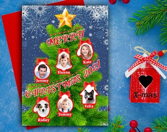 Funny Family Photo Christmas Card: Retro Ornaments (Digital)