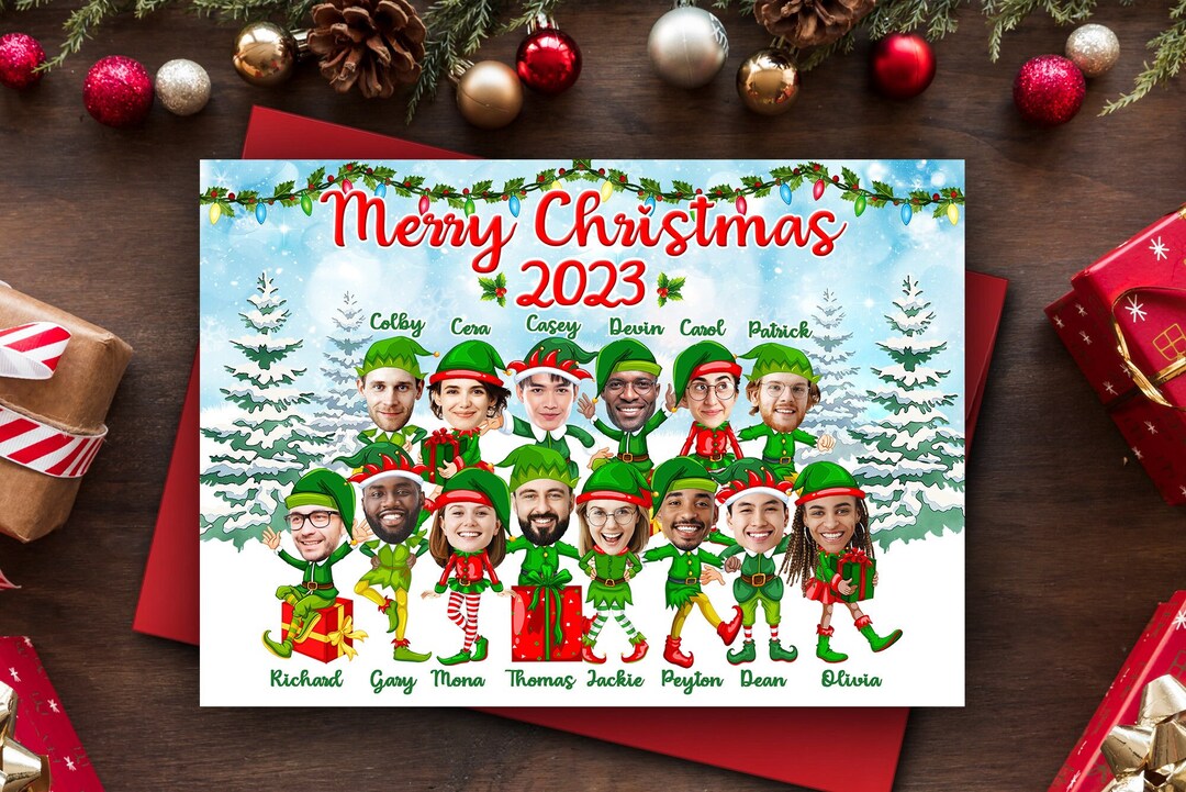 Funny Corporate Christmas Card 2023, Elves Company Christmas Card, Caricature Christmas Card