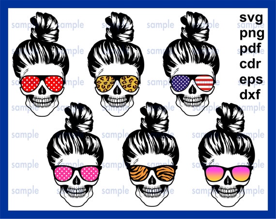 Download 6 Mom Life SVG Messy Bun Skull svg Mom Life Skull ...