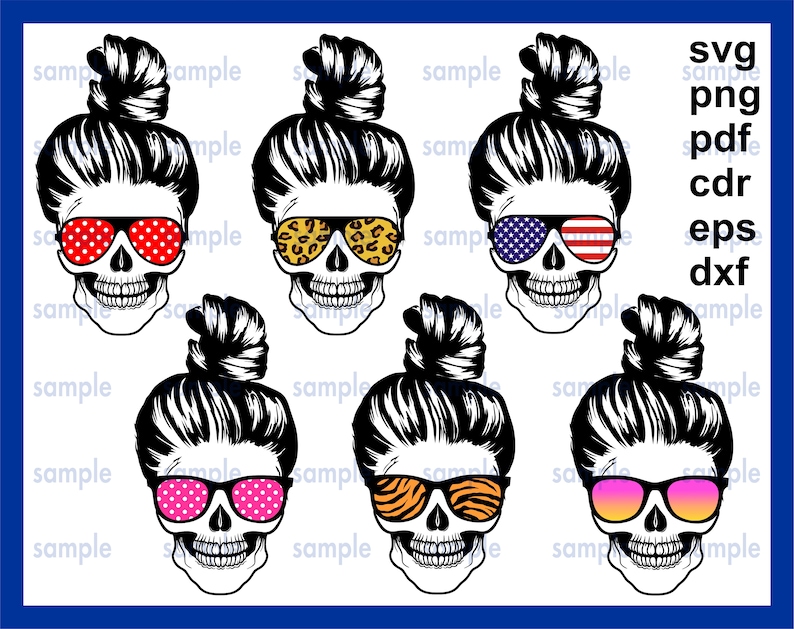 6 Mom Life SVG Messy Bun Skull svg Mom Life Skull ...