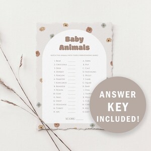 Baby Shower Game | Retro Floral | Animal Baby Names Game | Printable Baby Shower Games | Downloadable Template