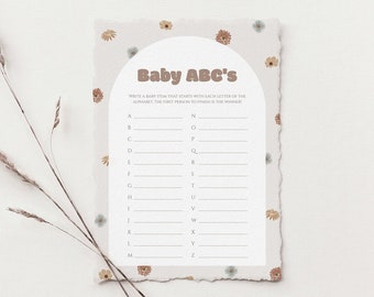 Baby Shower Game | Baby ABC's | Retro Floral Baby Shower | Baby Sprinkle | Printable Baby Shower Activity | Downloadable Template