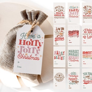 Printable Christmas Gift Tags Retro Set of 12 | Christmas Tags | Retro Christmas | Downloadable Ready to Print PDF