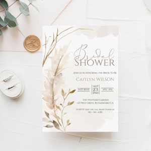 Printable Boho Bridal Shower Invitation - Downloadable Template
