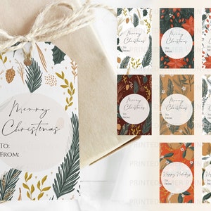 Printable Christmas Gift Tags Set of 8 Traditional Christmas Tags ...