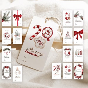 Printable Christmas Gift Tags Set of 16  | Christmas Tags | Traditional - Downloadable Ready to Print PDF