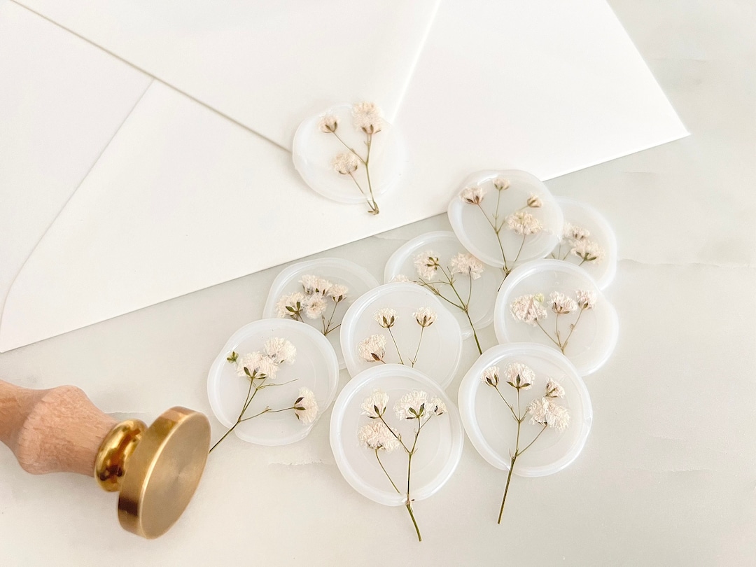 REAL Baby's Breath Wax Seal With Adhesive Backing Vellum Wax Seal