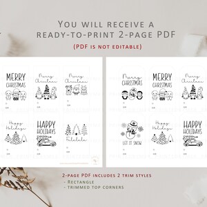 Printable Christmas Gift Tags Black &amp; White Set of 8 | Simple Christmas ...