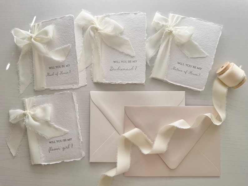 Bridesmaid Proposal Card with Ribbon | Maid of Honor Proposal Card | Deckled Edge image 5