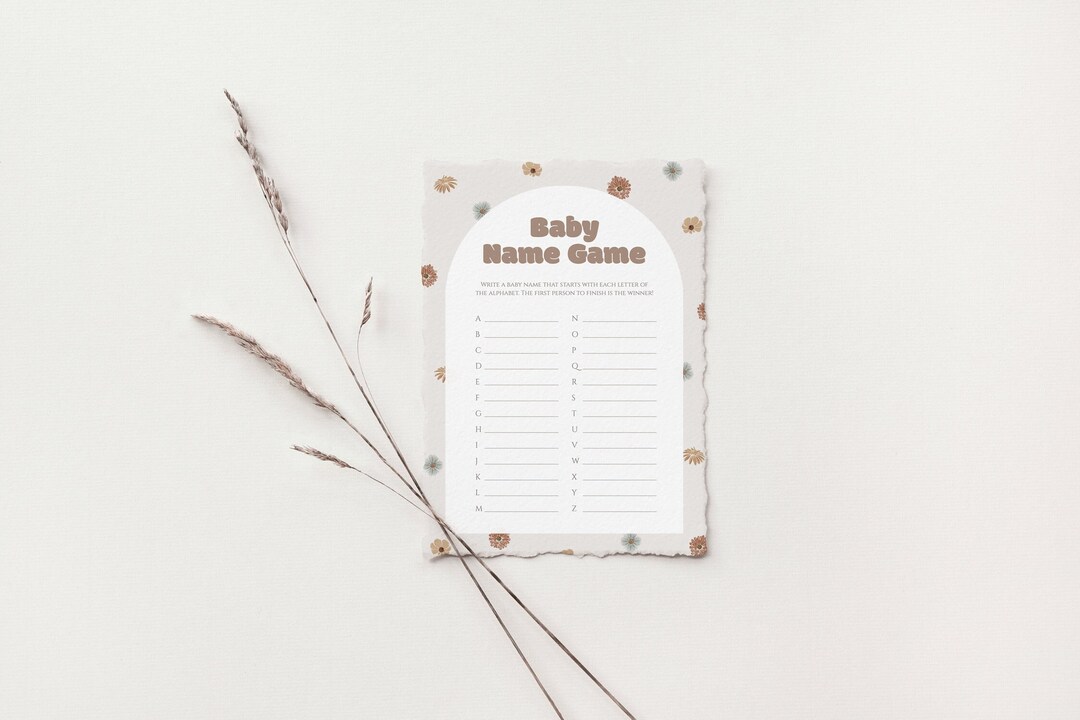 Baby Shower Game Baby Name Game Retro Floral Baby Shower Baby Sprinkle