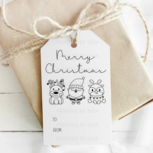 Printable Christmas Gift Tags Black &amp; White Set of 8 | Simple Christmas ...