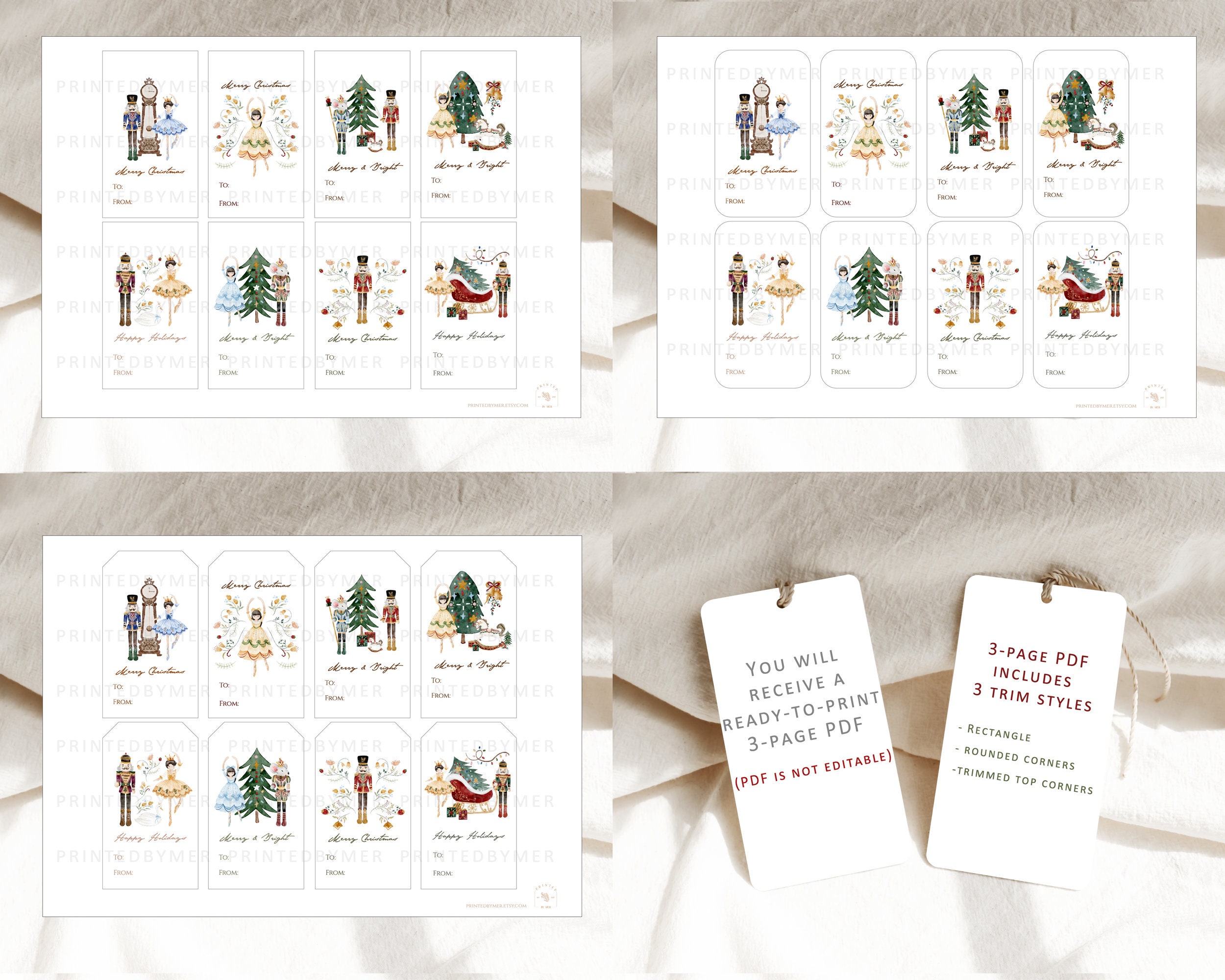 Printable Christmas Gift Tags Set of 8 Christmas Tags Nutcracker ...