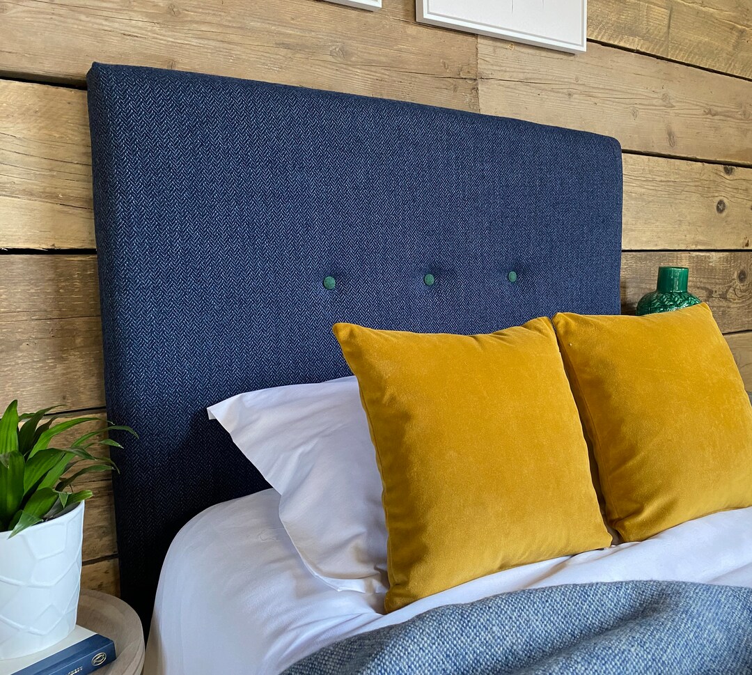 Upholstered Headboard Single Floor Standing Upholstered in Navy