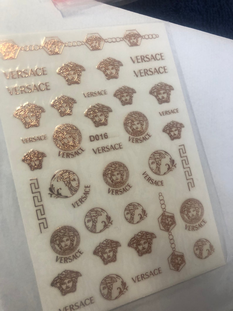 Designer Nail Stickers Versace Etsy