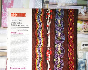 Vintage macrame craft pull out patterns and how to