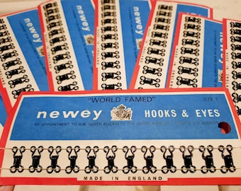 Vintage Newey hook and eyes fasteners for sewing and craft
