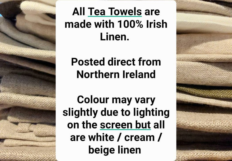 100% Irish Linen Tea Towel with embroidered Irish blessings image 2