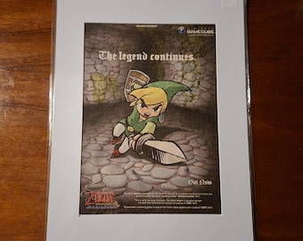 Vintage 2003 Zelda Wind Waker GameCube Ad • Original Mounted Nintendo Art Print • A3 White Matted Paper Ephemera • Link Gamer Decor UK
