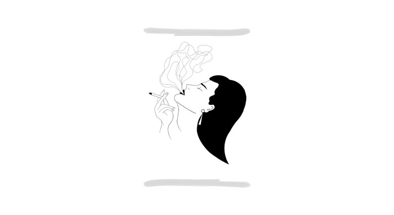Girl with a Cigarette Art Print Illustration Badass Girl Woman Illustration Artwork image 4