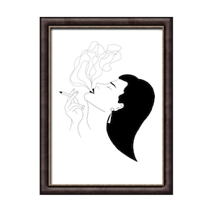 Girl with a Cigarette Art Print Illustration Badass Girl Woman Illustration Artwork image 1