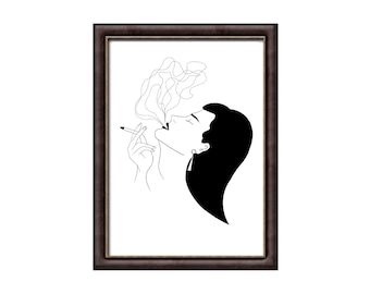Girl with a Cigarette Art Print | Illustration | Badass Girl | Woman Illustration | Artwork