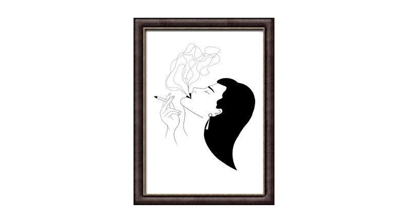 Girl with a Cigarette Art Print Illustration Badass Girl Woman Illustration Artwork image 1