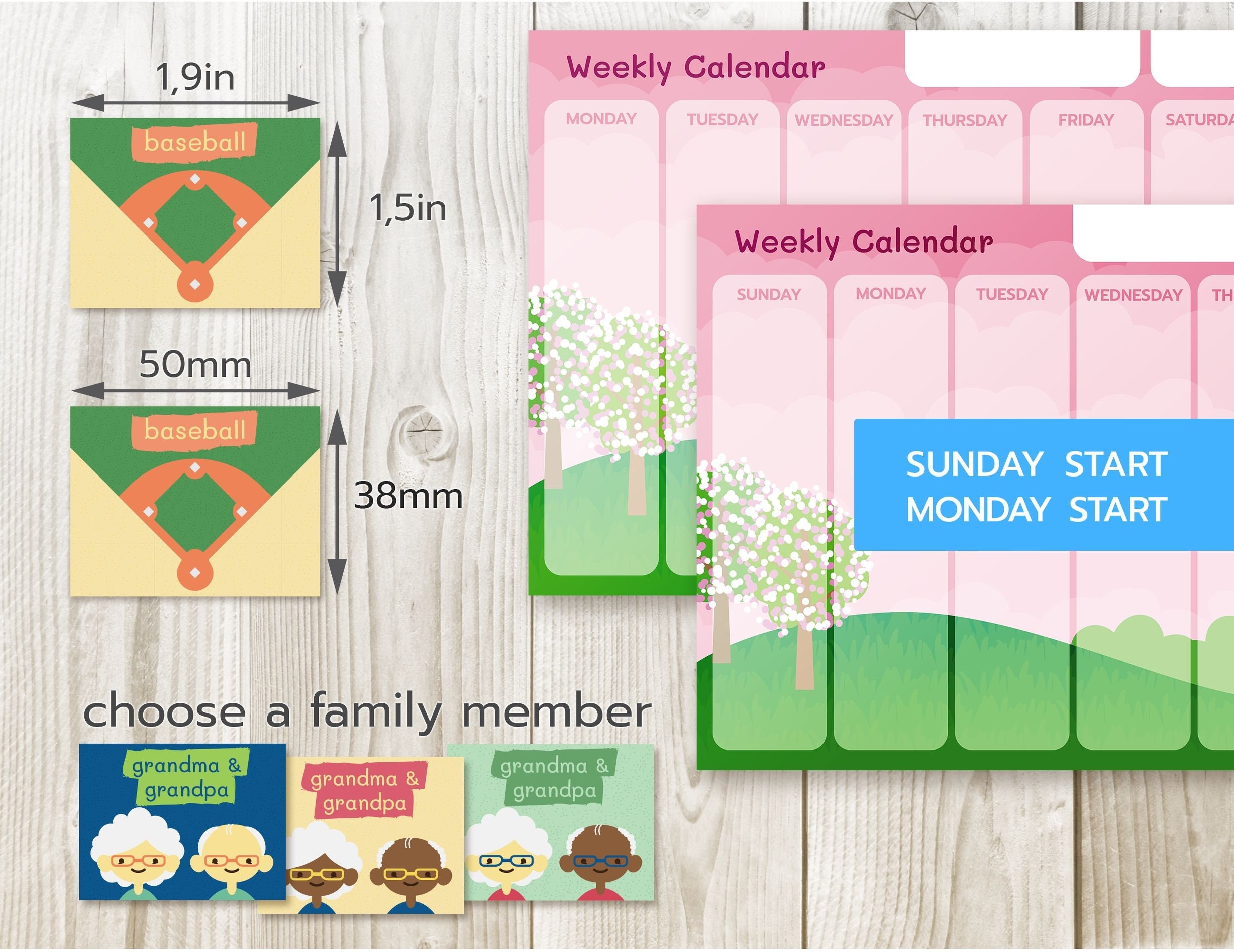 Visual daily kids calendar printable Editable planner for | Etsy