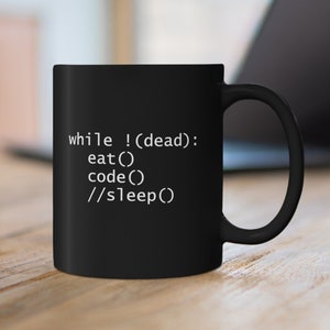 Taza de programación: para codificadores que nunca duermen // Regalo del administrador del sistema, Regalo del desarrollador, Python, Desarrollador, Taza negra 11oz