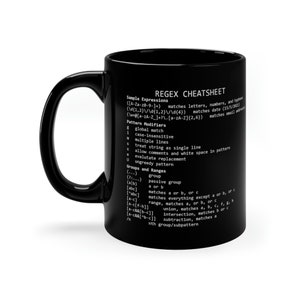RegEx Cheatsheet Mok 11oz Zwart afbeelding 3