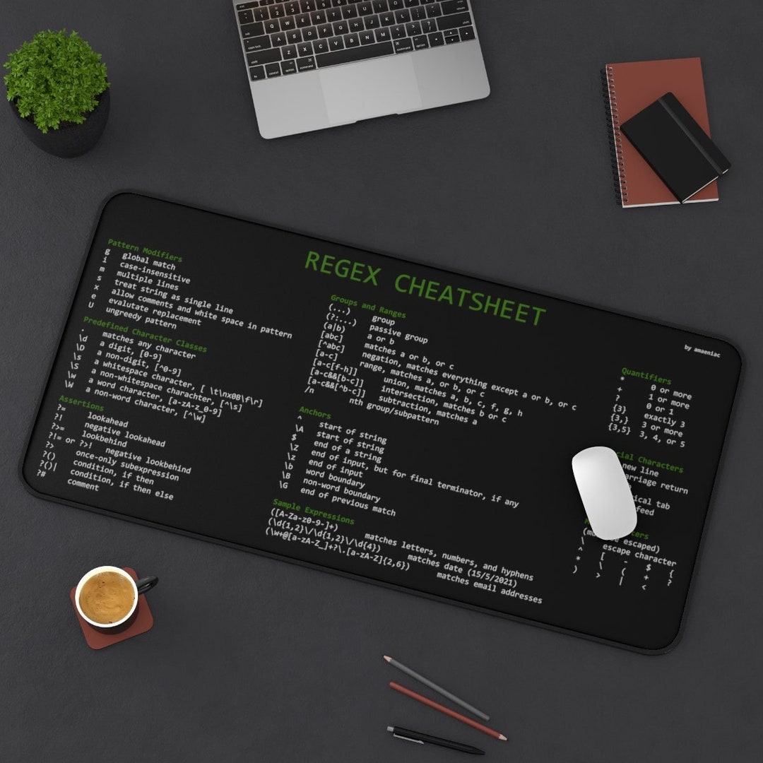 Regex Cheatsheet Desk Mat for Sys Admin, Developer, Programmer, IT ...