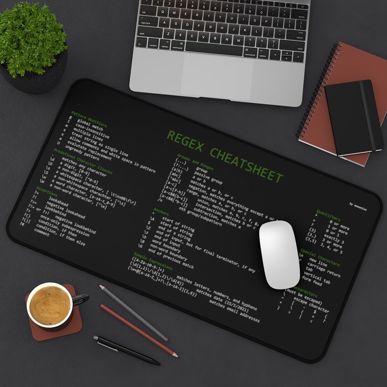 Tappetino da scrivania Regex Cheatsheet per amministratore di sistema, sviluppatore, programmatore, amministratore IT immagine 2