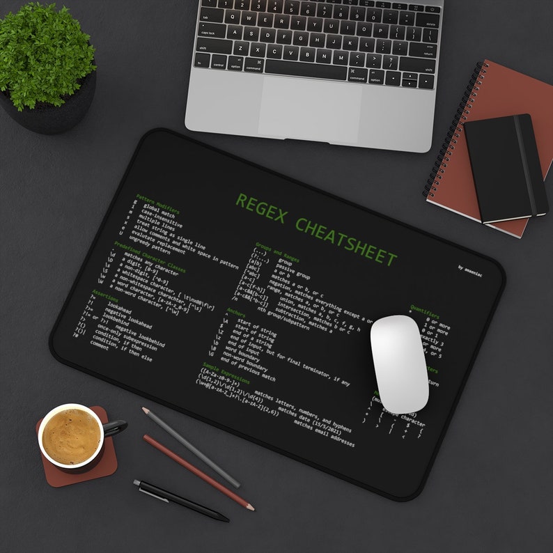 Tappetino da scrivania Regex Cheatsheet per amministratore di sistema, sviluppatore, programmatore, amministratore IT immagine 3