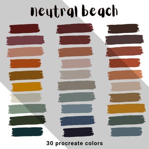 Neutral Beach Color Palette, Color Swatch for iPad Procreate- Instant Download