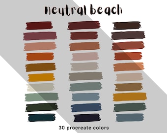 Neutral Beach Color Palette, Color Swatch for iPad Procreate- Instant Download
