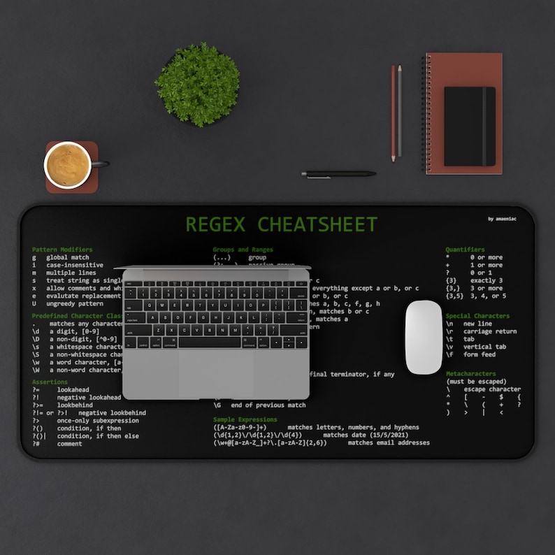 Tappetino da scrivania Regex Cheatsheet per amministratore di sistema, sviluppatore, programmatore, amministratore IT immagine 8
