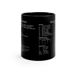 RegEx Cheatsheet Mok 11oz Zwart afbeelding 2