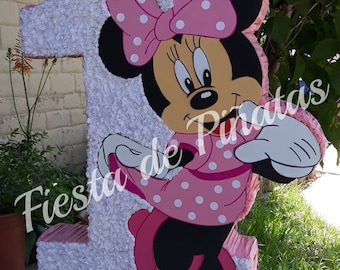 Minnie (Pink) pinata with optional numer.