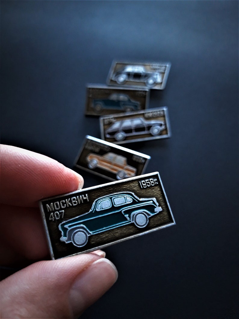 Retro cars pins. Set of 5 pins. Soviet cars models badges. Etsy