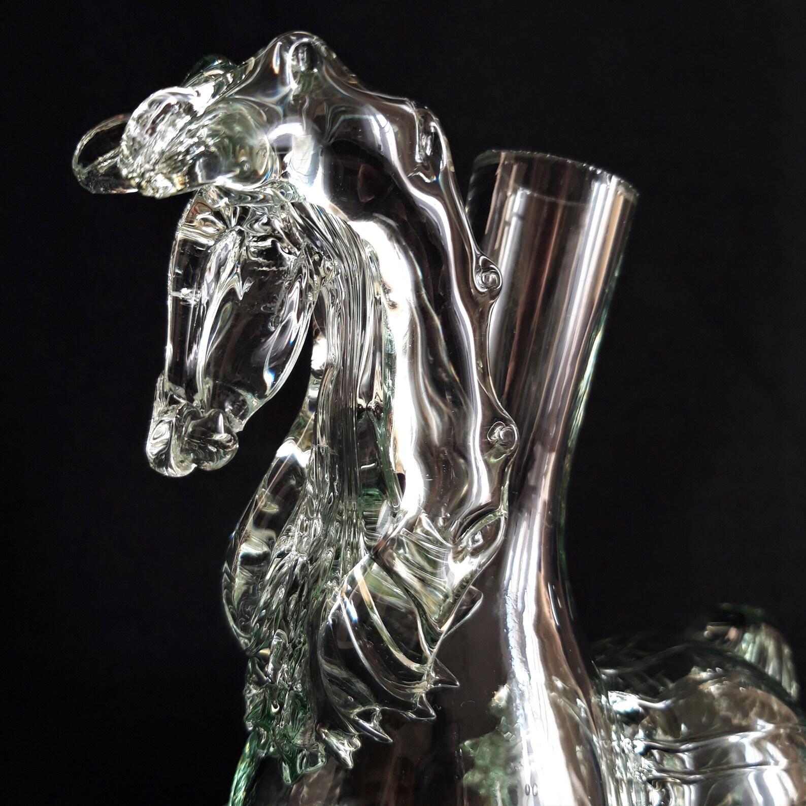Blown glass horse figurine Clear art glass horse Vintage glass Etsy