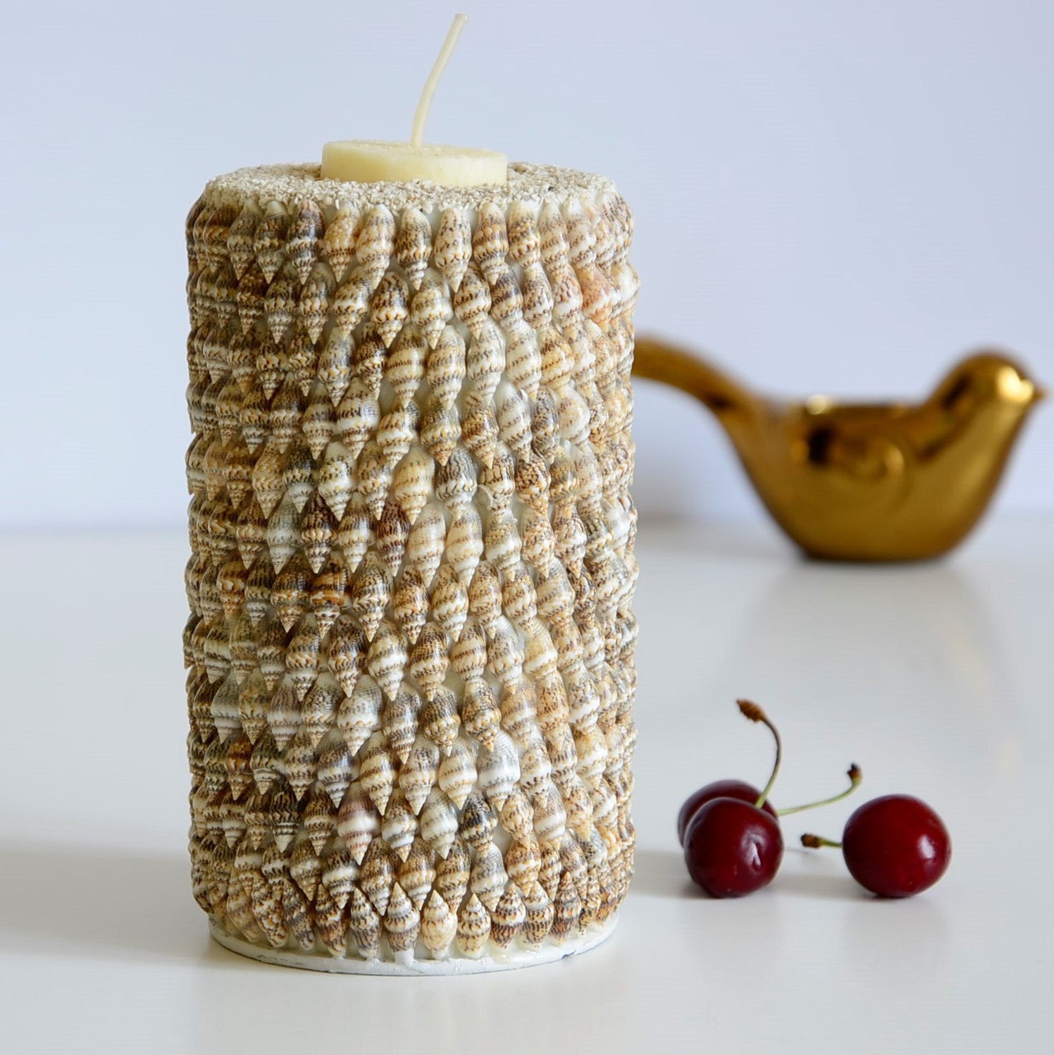 Candleholder of 460 seashells. Seashells Tea light holder. Etsy