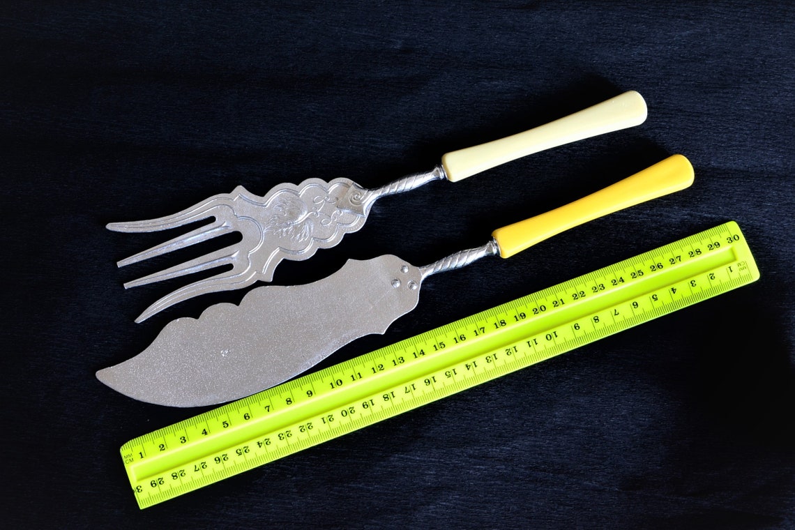 Fish serving set Fish knife and fork vintage Etsy