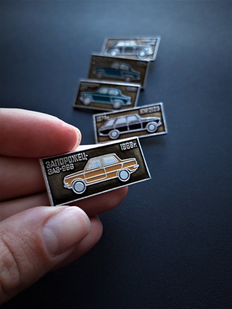 Retro cars pins. Set of 5 pins. Soviet cars models badges. Etsy