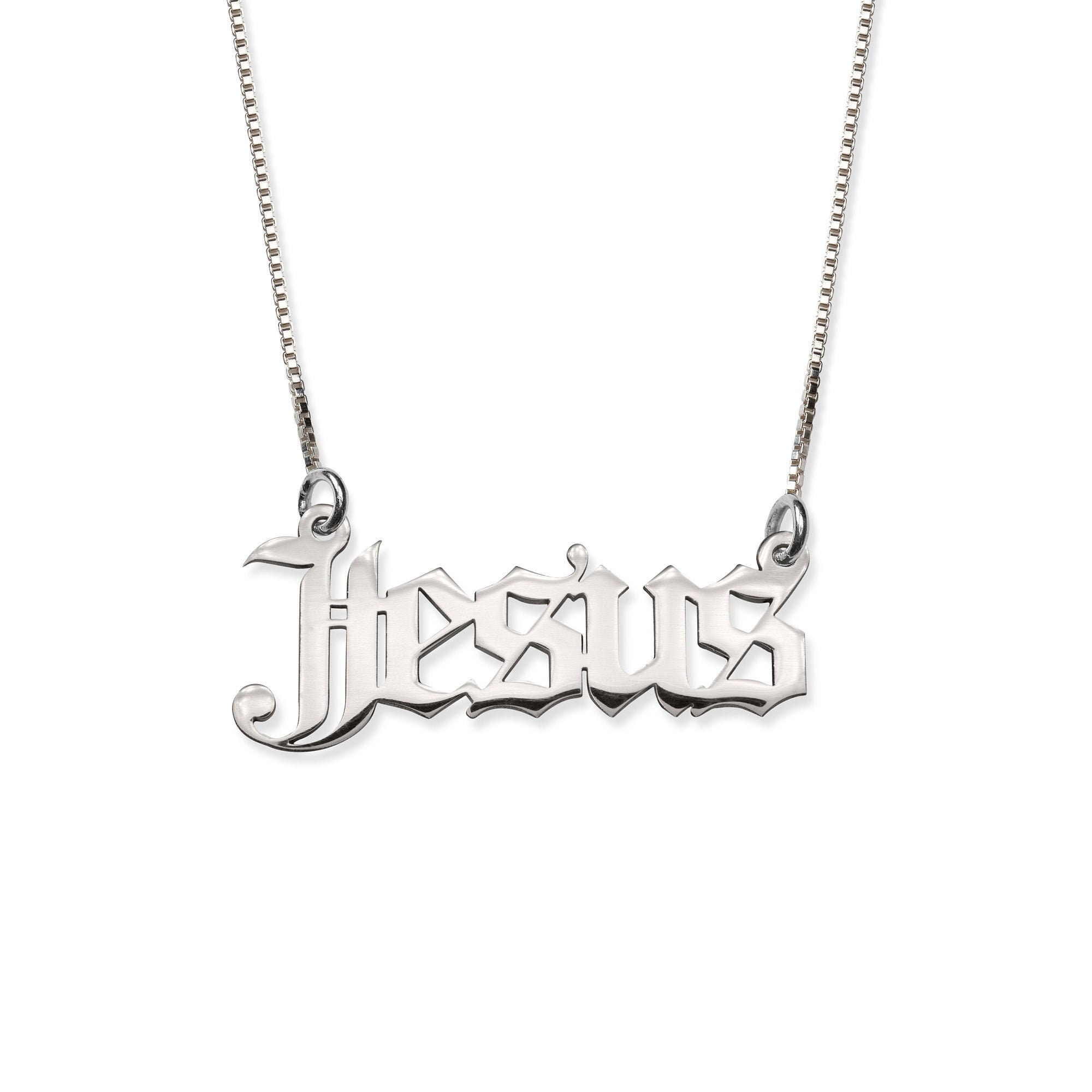 JESUS Personalized Old English Necklace Name Necklace Etsy Ireland