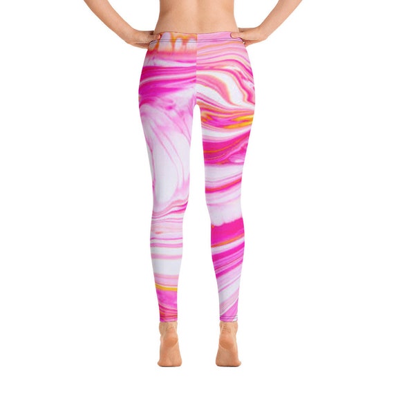 Cute Paint/liquid Pink Swirl Leggings Great for Working Out - Etsy
