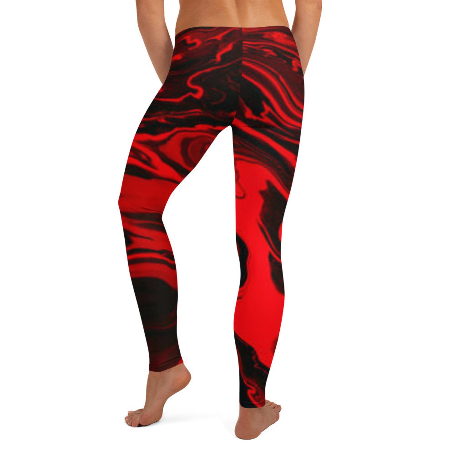 Cute Red and Black Swirl Leggings Great for the gym yoga or | Etsy