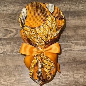 Gold Pattern- Satin lined ponytail scrub cap personalized customizable embroidery surgical bonnet gift nurse